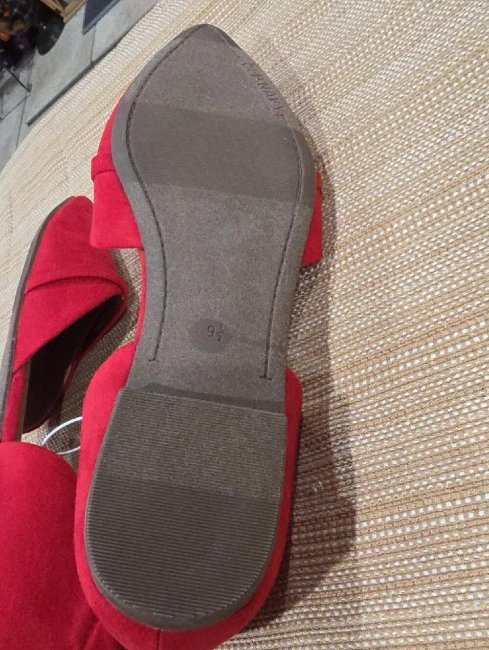 Red Pointed D'Orsay Flats - Women's Stylish Slip-On